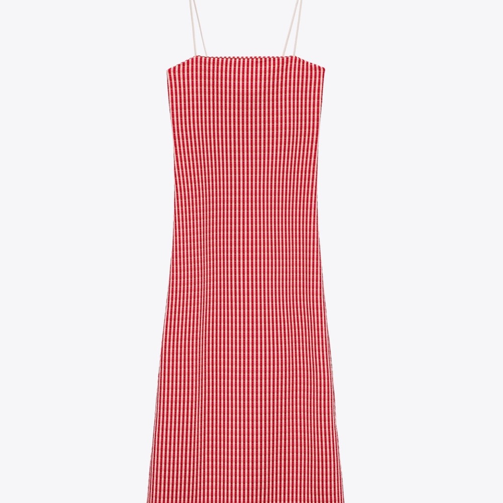 ZARA Jacquard Red Check Midi Dress Medium
Ref: 5644/098 SS2021. - Picture 6 of 9